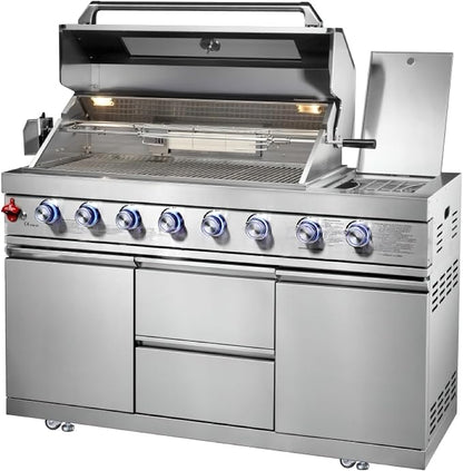 Kitchen outdoor module combination barbecue grill with gas pizza stove and sink module, stainless steel, 3-piece set