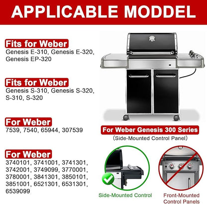 24.5 inch Flavorizer Bars Replacement for Weber Genesis 300 Series, Genesis E-310 E-320 E-330 S310 S320 Grill (with Side-Mounted Control), 7540 Porcelain-enameled Steel, 5 Pack