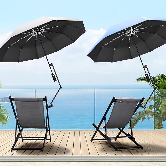 XLINGZA UPF 50+ Beach Umbrella with Adjustable Universal Clamp