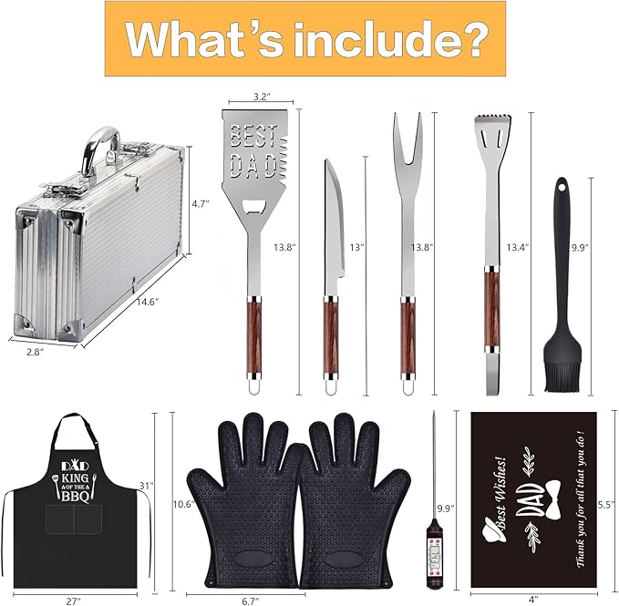 Dad Gifts from Daughter Son for Father's Day Birthday Christmas,Cool BBQ Dad Gifts Set for Outdoor Grill Barbecue,Best Gifts for Father in Law,Step Dad,First Time New Dad,Expectant Dad,Elderly Dad