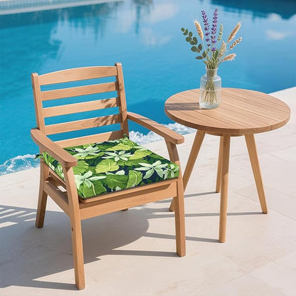 DYTXIII Set of 2 Outdoor Chair Cushions, Water Resistant 18.5"x16"x2" Square Seat Cushion for Patio Dining Chairs, High-Density Replacement Pads for Indoor Outdoor Furniture - Jungle Leaves