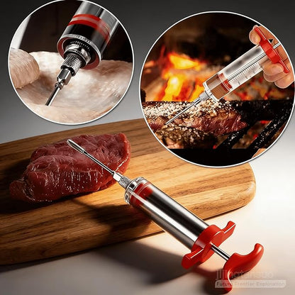 Meat Injector, 1-oz Plastic BBQ Marinade Injector Kit, Turkey Injector Syringe for Turkey Smoked BBQ Grill(50ML)