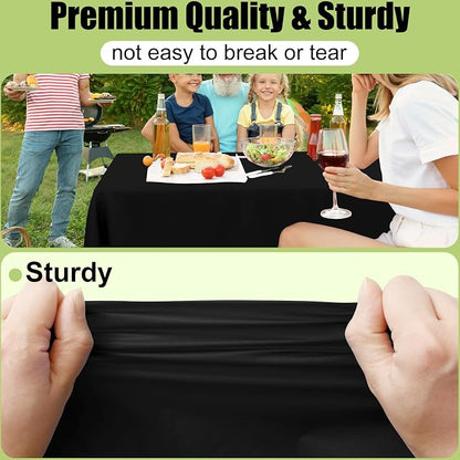 Smiry Disposable Table Cloth 3 Pack, 84 Inch Round Waterproof Plastic Tablecloth, Decorative Round Table Covers for Party, Birthday, Picnic, Black