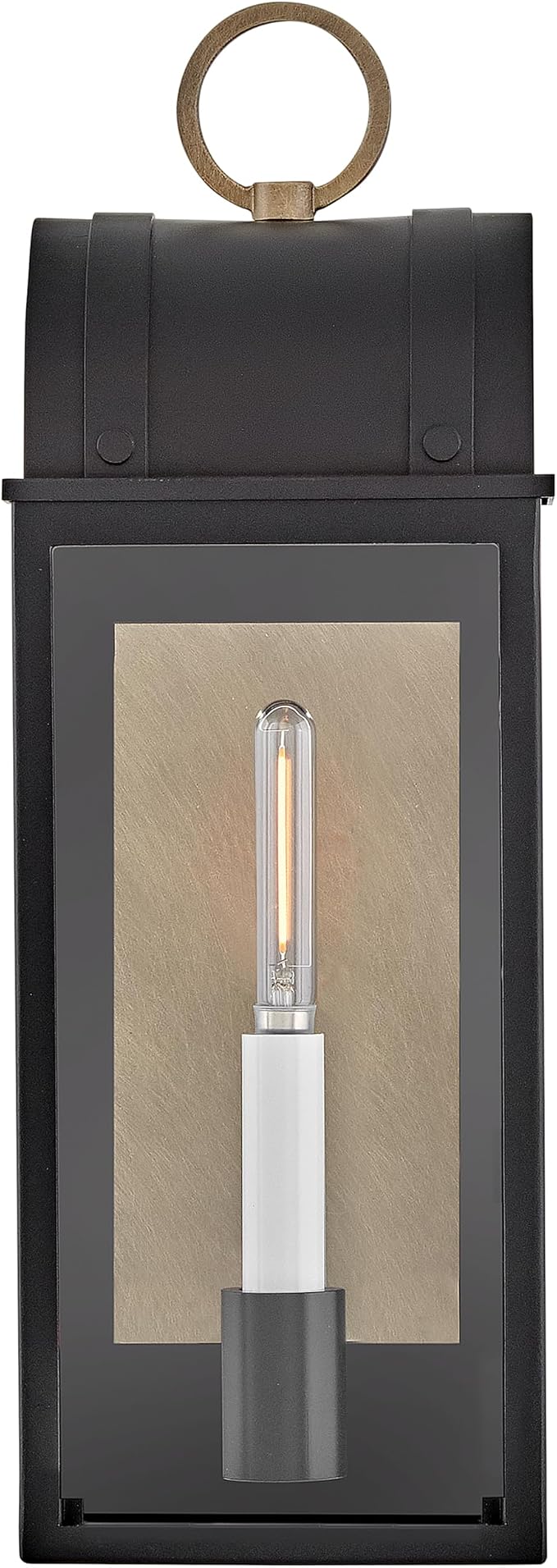 Hinkley Campbell Small Wall Mount Outdoor Lantern, Black/Burnished Bronze