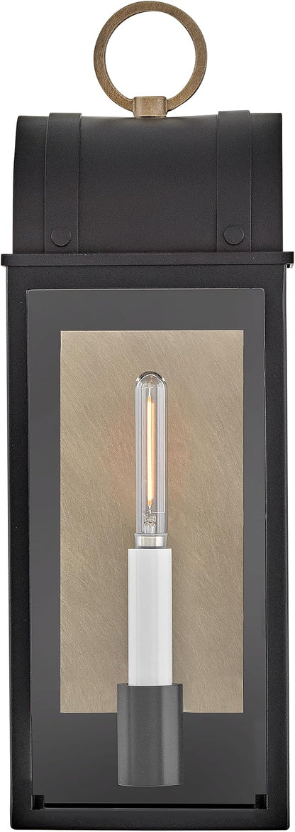 Hinkley Campbell Small Wall Mount Outdoor Lantern, Black/Burnished Bronze