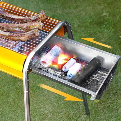 Outdoor Picnic Portable BBQ Grill Large Charcoal Grill Folding Barbecue Grill Stainless Steel Camping Grill for Outdoor Picnic Outdoor Grill(Red)