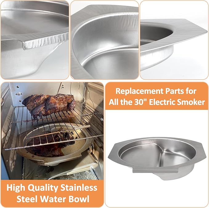 Small Water Bowl for Masterbuilt 30" Electric Smoker, Compatible with 30-inch Digital Electric Vertical Smoker Water Pan, Replacement for Masterbuilt 9007170040 Water Bowl Parts