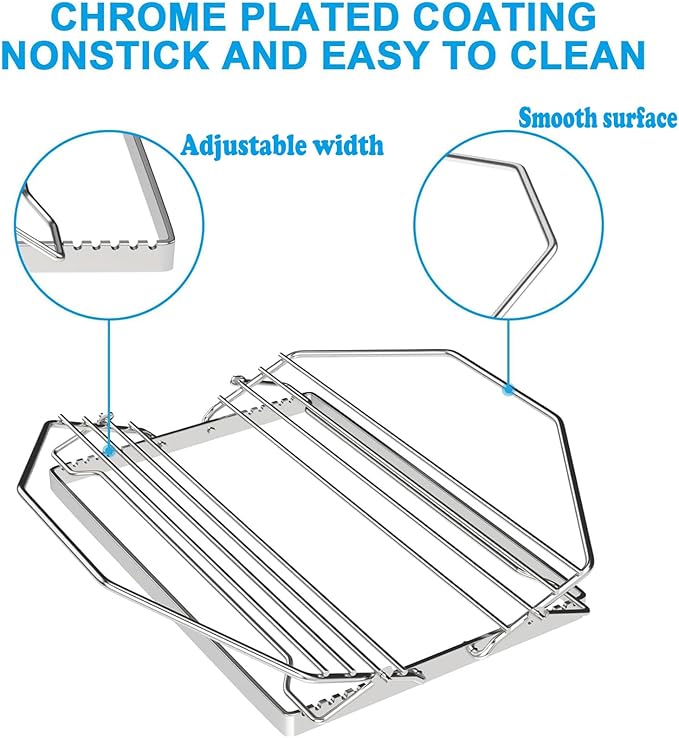Adjustable Turkey Roasting Rack, V Shaped Chicken Roasting Rack for Ovens, Smokers, Grills, Baking Broiling Roasting Racks, Chrome Plated Meat Rack Fit Most Roasting Pans,1 Pack