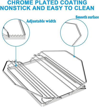 Adjustable Turkey Roasting Rack, V Shaped Chicken Roasting Rack for Ovens, Smokers, Grills, Baking Broiling Roasting Racks, Chrome Plated Meat Rack Fit Most Roasting Pans,1 Pack