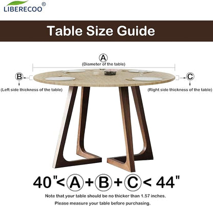 LIBERECOO Round Vinyl Fitted Tablecloth with Flannel Backing Elastic Edge Table Cover Waterproof Stain-Resistant Wipeable Tablecloths Fits 40-44" Round Tables