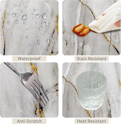 54x120inches Marble Tablecloth Modern Luxury White and Grey Stone Golden Crack Marble Texture Table Cloth Waterproof Polyester Fabric Table Cover for Kitchen Dining Room Banquet Party Decors