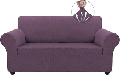 Asnomy Stretch Couch Covers Washable, loveseat Cover Slipcovers,Gray Purple | 1-Piece Sofa Cover(55"-78") loveseat cover Furniture Protector Soft Jacquard,Non-Slip Elastic Bottom for Dogs & Kids