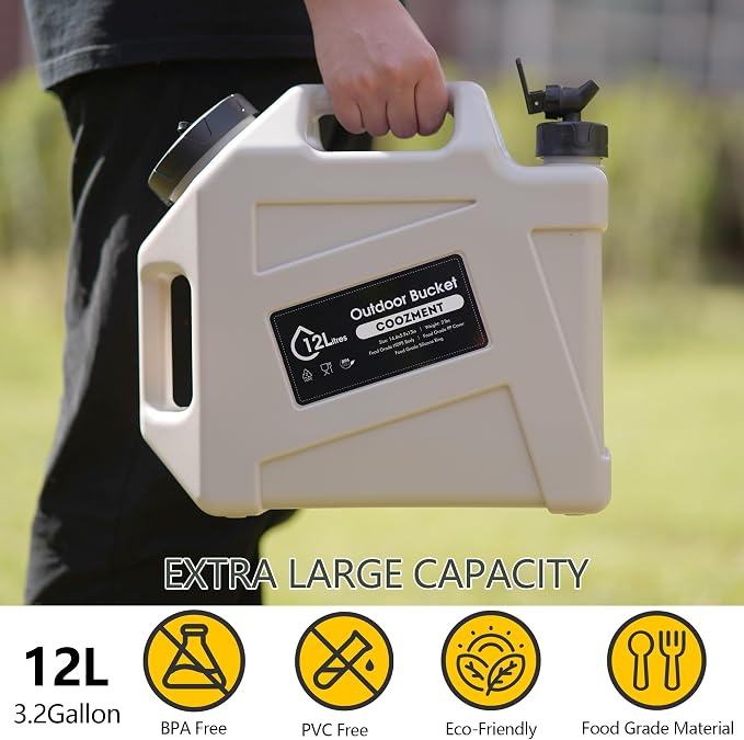 COOZMENT 3.2 Gallon/5 Gallon Water Containers with Spigot, BPA Free Water Jug, Military Green Water Tank, Multifunction Water Storage Containers for Camping Outdoor Hiking,Emergency Storage