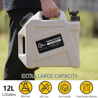 COOZMENT 3.2 Gallon/5 Gallon Water Containers with Spigot, BPA Free Water Jug, Military Green Water Tank, Multifunction Water Storage Containers for Camping Outdoor Hiking,Emergency Storage