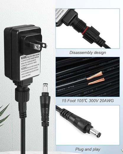 Power Adapter Replacement 9004190216 Fit for Masterbuilt Gravity Series 560/800/1050 XL for Digital Charcoal Grill and Smoker Combo with 15 FT Long Cord