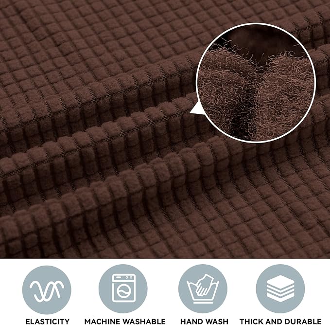 LURKA Oversized Couch Cover 1 Piece 4 Seater Sofa Slipcover, Chocolate | Soft Stretch Jacquard, Fits 94"-110" Oversized Sofas, Elastic Bottom for Secure Fit, Machine Washable, Pet & Kid Friendly