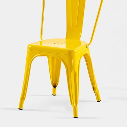 AC Pacific 18 Inch Seat Height Industrial Metal Dining Chairs, Stackable Kitchen or Bar Seat, Durable Modern Design, Versatile Accent Furniture, Set of 2, Yellow