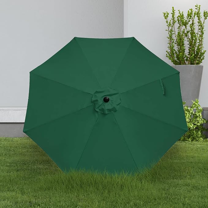 YSSOA 9' Patio Umbrella Outdoor Table Market Yard Umbrella with 8 Sturdy Ribs, Green