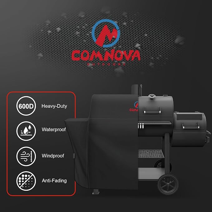 Grill Cover for Oklahoma Joe's Canyon Combo Smoker - 600D Premium BBQ Cover Waterproof & Heavy Duty for Oklahoma Joe's Canyon Grill