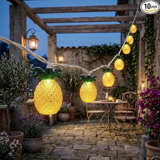 8.5Ft Tropical Summer Beach Pineapple Lights, 10L LED Pineapple String Lights Plug in for Indoor/Outdoor Home Table Porch Pergola Tiki Bar Luau Aloha Hawaiian Party Lights