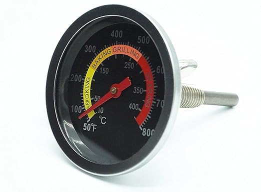 DOZYANT BBQ Charcoal Grill Smoker Temperature Gauge Pit Barbecue Thermometer Fahrenheit and Heat Indicator for Meat Cooking Port Lamb Beef, Stainless Steel Temp Gauge