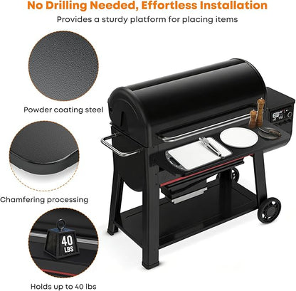 Stanbroil Folding Front Shelf for Weber Searwood 600 XL Pellet Grill, Grill Accessories to Add Work Space, Storage and Food Prep, 34.8" L X 12" W
