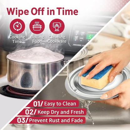 4-Piece Drip Pans Set - Compatible with GE Stoves - Chrome Finish Electric Stove Burner Drip Pans - 3 x 6inch, 1 x 8inch Stove Drip Pans - GE Stove Drip