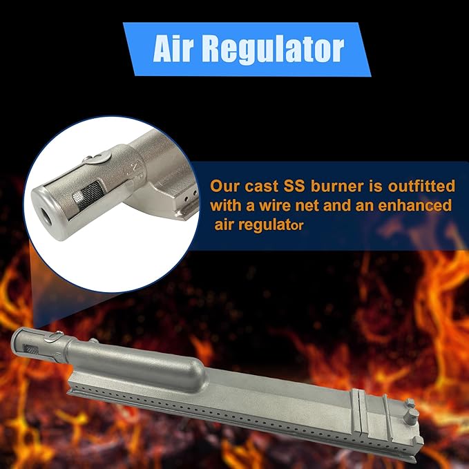4-Set Heavy Duty Cast 304 Stainless Steel 16" Grill Burners for Bull，Premium Outdoor BBQ Gas Grill Replacements Parts for 16516 23301 44305 Bull Aussie Blaze CharBroil NEXGRILL Thermos Turbo.