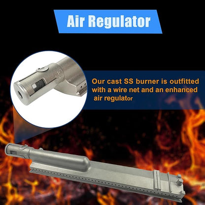 4-Set Heavy Duty Cast 304 Stainless Steel 16" Grill Burners for Bull，Premium Outdoor BBQ Gas Grill Replacements Parts for 16516 23301 44305 Bull Aussie Blaze CharBroil NEXGRILL Thermos Turbo.