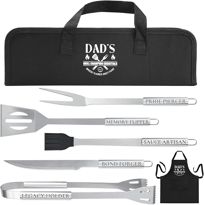 Engraved Grilling Gifts for Men, Grilling Accessories for Dad, Grill Gifts for Men Who Have Everything, Stainless Steel Grill Utensils Set, Gifts for Father's Day for Husband from Daughter Son Wife