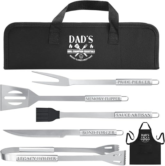 Engraved Grilling Gifts for Men, Grilling Accessories for Dad, Grill Gifts for Men Who Have Everything, Stainless Steel Grill Utensils Set, Gifts for Father's Day for Husband from Daughter Son Wife