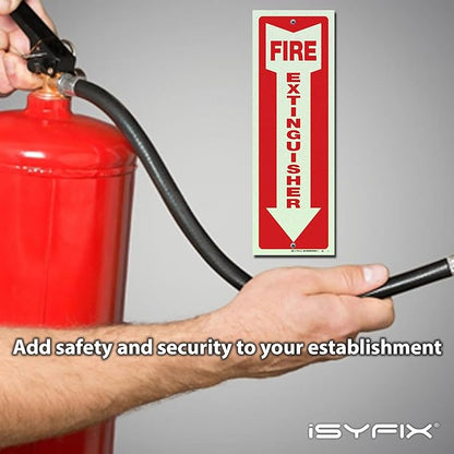 iSYFIX Fire Extinguisher Reflective Signs – 3 Pack 4x12 Inch – 40 mil Thick Polystyrene Plastic, Laminated for Ultimate UV, Weather, Scratch, Water & Fade Resistance, Indoor & Outdoor