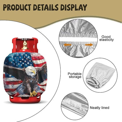 American Eagle Propane Tank Cover Fits Standard 20 lb Tank Cylinde Travel Trailer Propane Covers with Elastic Slip in Gas Cover Water & Wear-Resistant for Outdoor and Indoor Use