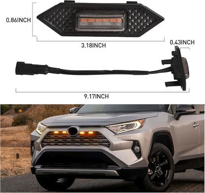 LED Grille Lights For Toyota RAV4 2019 2020 2021 2022 2023 Smoked Shell Amber Grill Light 4 Pcs, Plug and Play