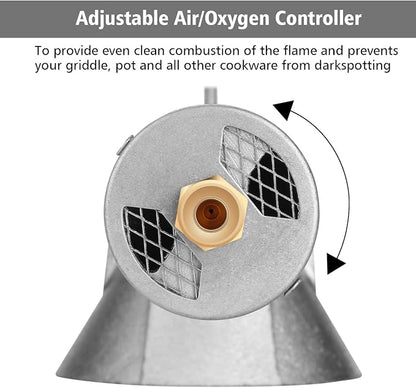 WADEO High Pressure Cast-Iron Propane Burner Head with Brass Fitting for Turkey Fryer Burners