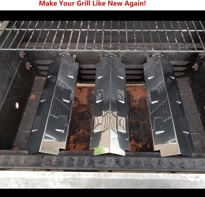Gas Grill Heat Plate Shield Tent, Burner Cover Flame Tamer, BBQ Replacement Parts for Charbroil 463650414 463334615 461334813 Master Forge GD4215S Brinkmann, Kenmore 14 5/8 inch Set of 3 KS734