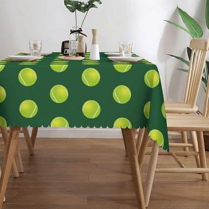 Tennis Ball Rectangular Tablecloth, Sports Themed Table Cloth Washable Tablecloths Decorative Table Cover for Kitchen, Dining, or Parties 54x72 Inches