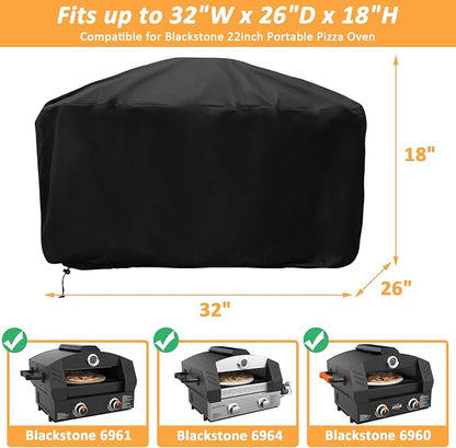 32" Pizza Oven Cover for Blackstone 22" Portable – 5559, 600D Waterproof | Fits Blackstone 6964/6963/6962/6961/6960, 32"x26"x18", Replaces 5559, 600D, Waterproof, Drawstring Closure