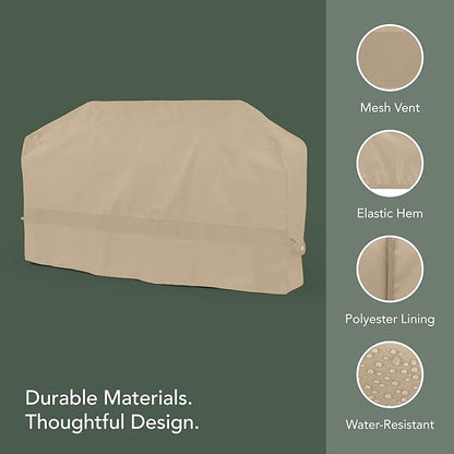 Covermates Classic Island Grill Cover - All-Weather Heavy Duty Outdoor BBQ Cover with Mesh Vents, Water-Resistant 12-Gauge Vinyl Protection for Large Island Grills, 98 Inch, Classic Tan