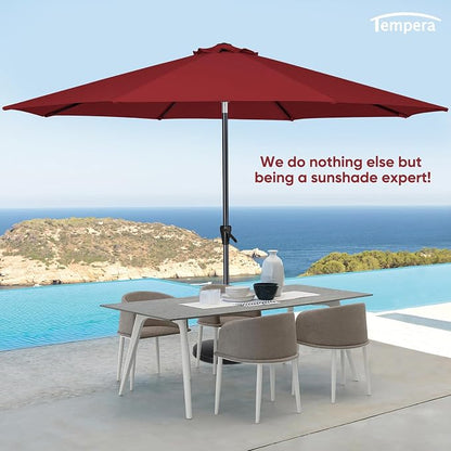 Tempera Patio Market Outdoor Table Umbrella with Auto Tilt and Crank, Large Sun Umbrella with Sturdy Pole & Fade Resistant Canopy, Easy to Set