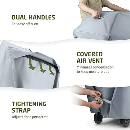 Zober BBQ Grill Cover - 64 Inch Waterproof Double Layered Fits Weber Gas Grill Cover Charbroil Grill & Smoker - Gas Grill Covers w/ Air Vents, Dual Handles - 600D Oxford Fabric, Gray