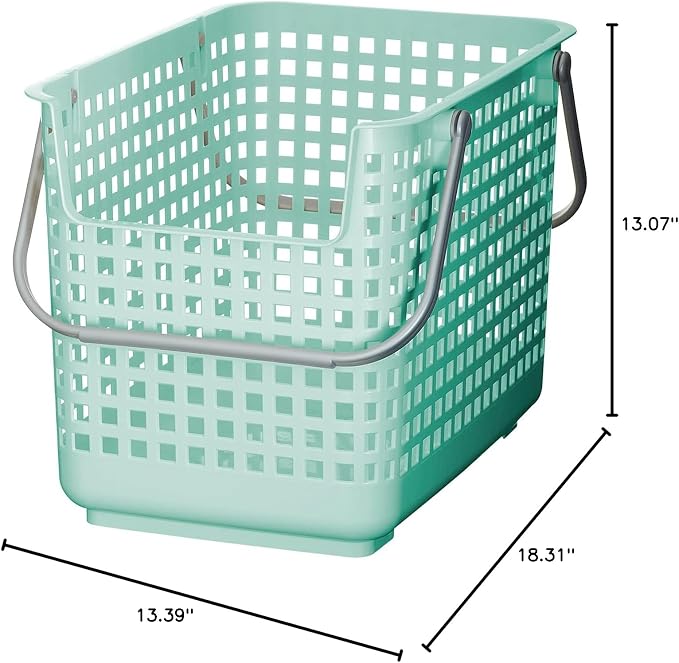 Like-it │SCB-6 │Daily use inside or outside. Movable handles make it easy to carry around. | Portable large basket for kitchen, laundry and kids room. | 18.7 x 12.2 x 15.47" | Mint blue | 10.57 gal