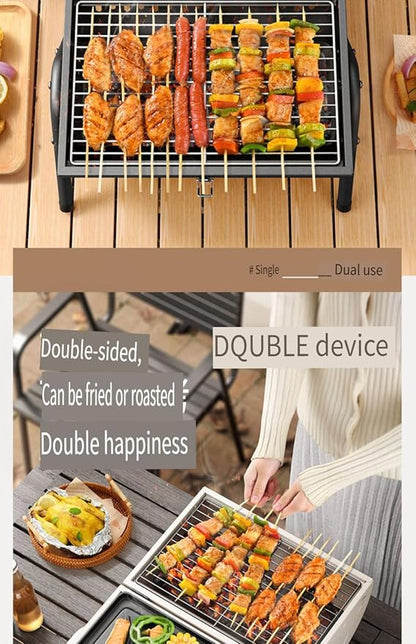Portable Charcoal BBQ Grill, 16.7x11.4x11.6 inches, Foldable Steel Construction with Ash Pan, Smokeless Design for Camping and Outdoor Cooking (Octagonal oven [White])
