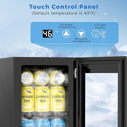 COWSAR Commercial Beverage Refrigerator 24-Can Mini Fridge, Countertop Wine Cooler Small Adjustable Digital Thermostat, LED Light, Freestanding Countertop Drink Refrigerator for Home, Bar & Office