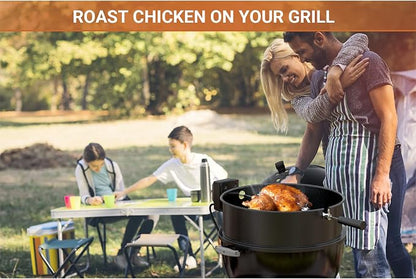 onlyfire Rotisserie Ring Kit for Weber 18" Kettle Charcoal Grills | Chrome Plated Steel Material, Turns Your Kettle Into A Chicken Roaster