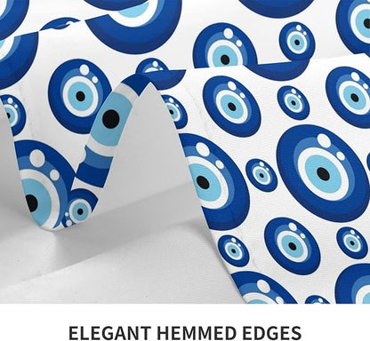 Blue Evil Eyes Tablecloth, Polyester Waterproof Table Cloth for Parties Kitchen Dining Picnic Wedding Home Decor Outdoor Indoor Rectangle 54x72 Inches