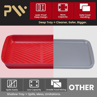 Grill Prep Trays Set of 2, Grill Tray for BBQ Meat Prep, Marinating & Serving, Large Melamine Grilling Prep and Serve Trays with Deep Raised Edges, Outdoor Grill Serving Tray, BPA Free