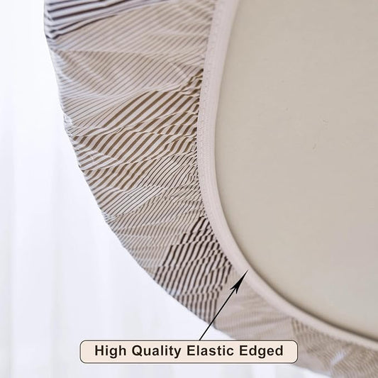 LIBERECOO Round Vinyl Fitted Tablecloth with Flannel Backing Elastic Edge Table Cover Waterproof Stain-Resistant Wipeable Tablecloths Fits 40-44 Inch Round Tables