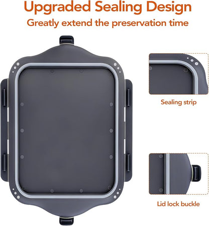 QiMH Collapsible BBQ Prep Tub, Picnic Basket with Lid Foldable Dish Basin, Washing and Draining Veggies Fruits, Food Grade Portable Cutting Board for Camping, Traveling, and Kitchen