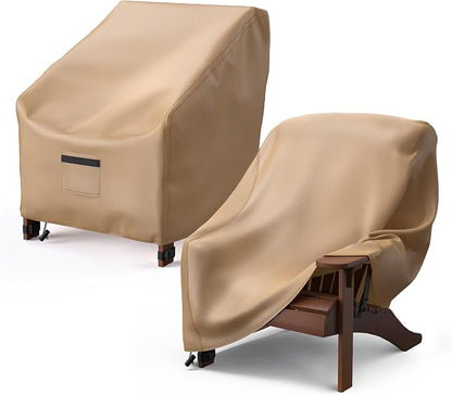 Adirondack Outdoor Chair Covers Waterproof 32"Wx34"Dx36"H, Brown | 2 Pack Patio Furniture Covers Protect from Rain and UV; Heavy-Duty Oxford Fits Lounge, Deep-Seat & High-Back Chairs on Lawn